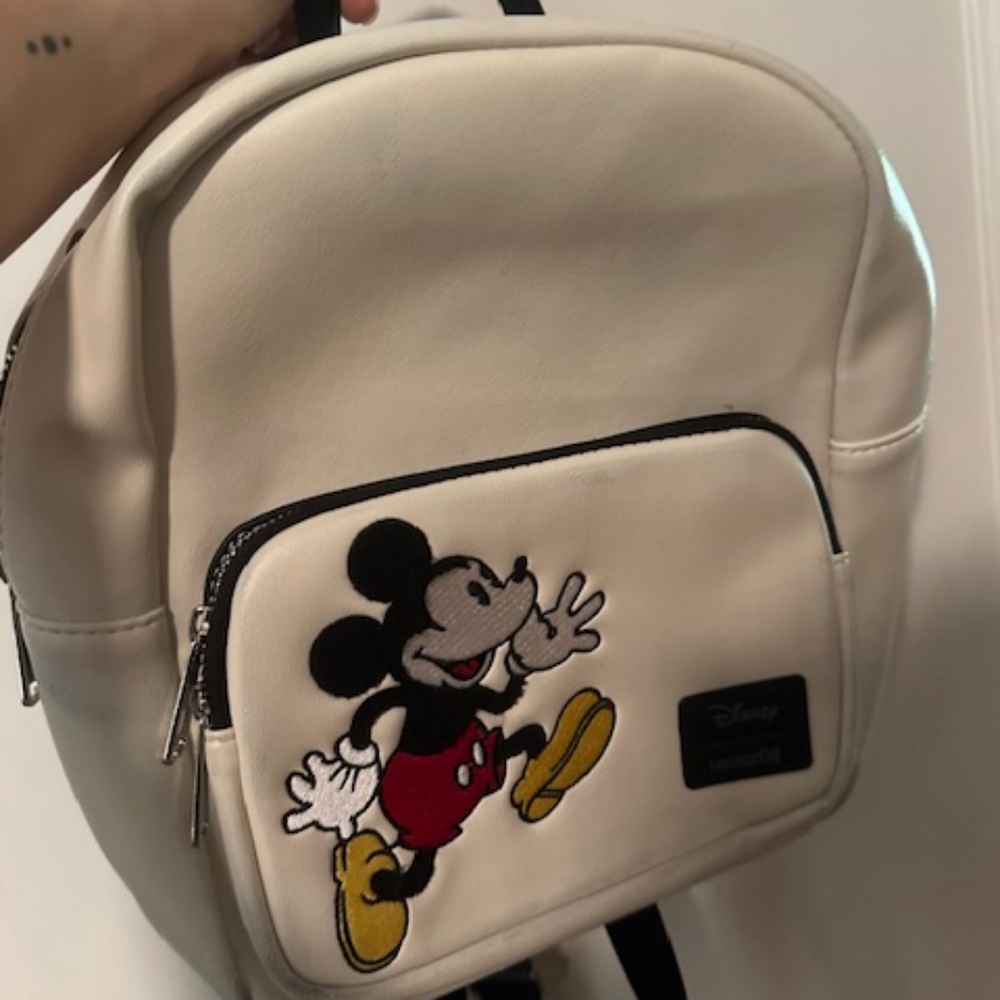 Disney Loungfly Backpack - White Mickey Icon